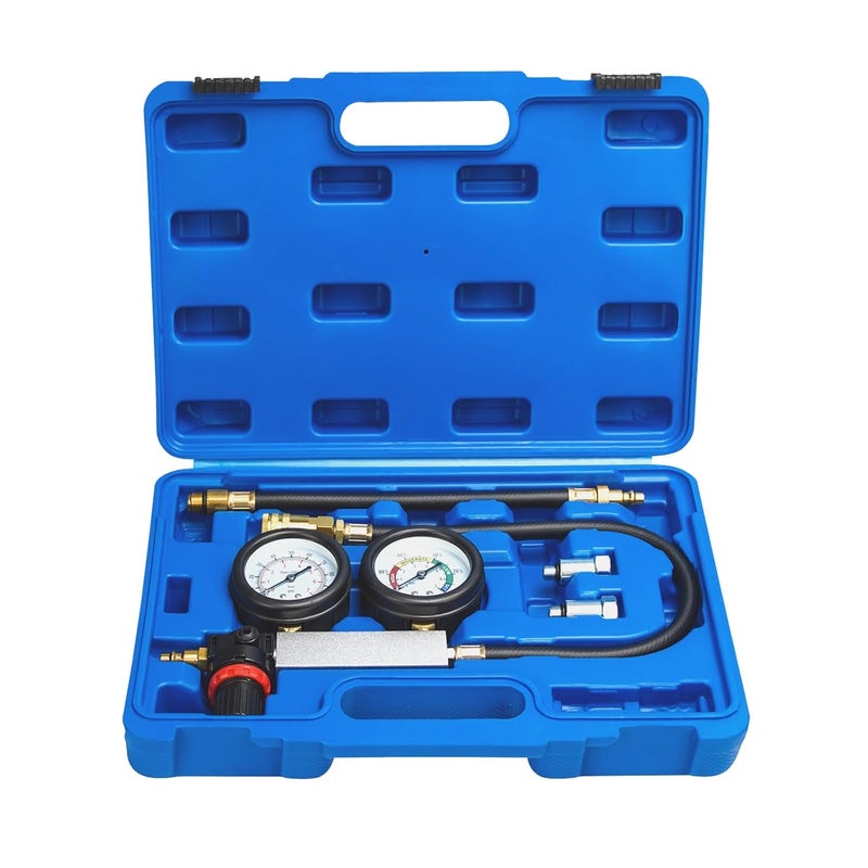 Bicos Cylinder Leak Down Tester Kit Compression Leakdown Detector Leakage Test Set for Gasoline Engine Leak Detection Tester Kit Dual Pressure Gauges - Image 1